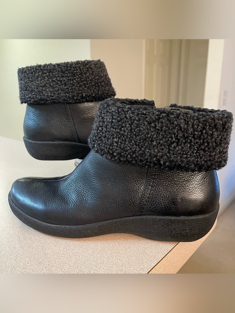 Easy Spirit Leather Sherpa Booties